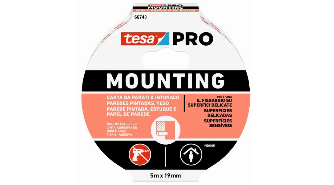 tesa Mounting PRO Pared Pintada, ideal para superficies delicadas 